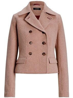 Lauren Ralph Lauren Blush Pink Double-Breasted Wool Peacoat